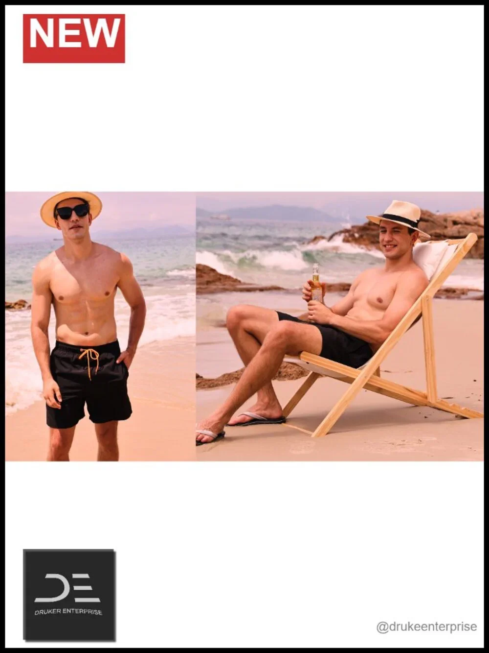Men's Swim Trunks with Compression Liner & Zipper Pockets
